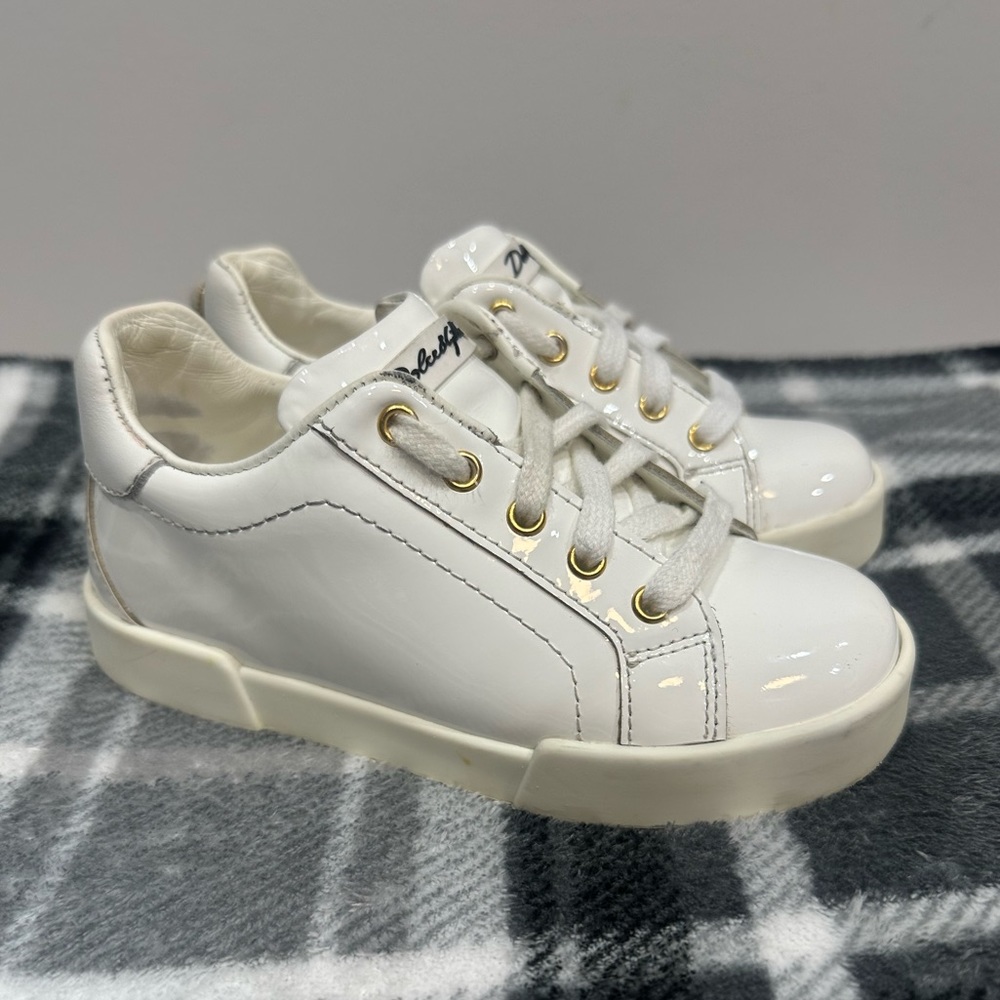 Toddler girls’ DOLCE&GABANNA patent leather white sneakers